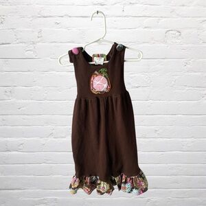 Southern Tots / Brown Kids Romper with Colorful Pumpkin Patch and Ruffle Details